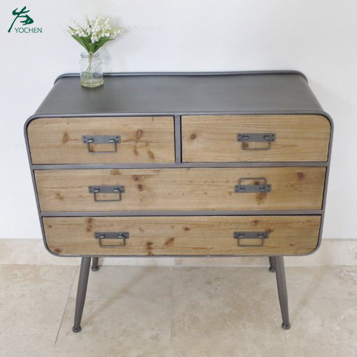 Retro Urban Industrial Style Three Drawer Bedside Cabinet Chest Table