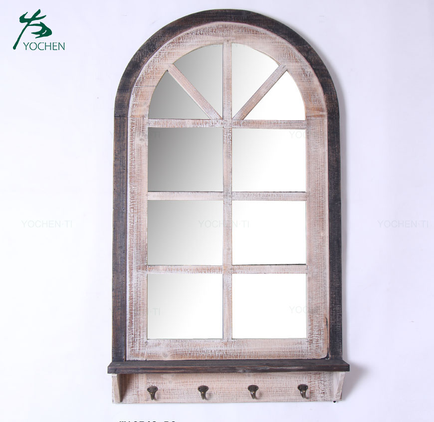 Bathroom mirror with frame wall mirror decorate make up solid wooden mirror for hotel