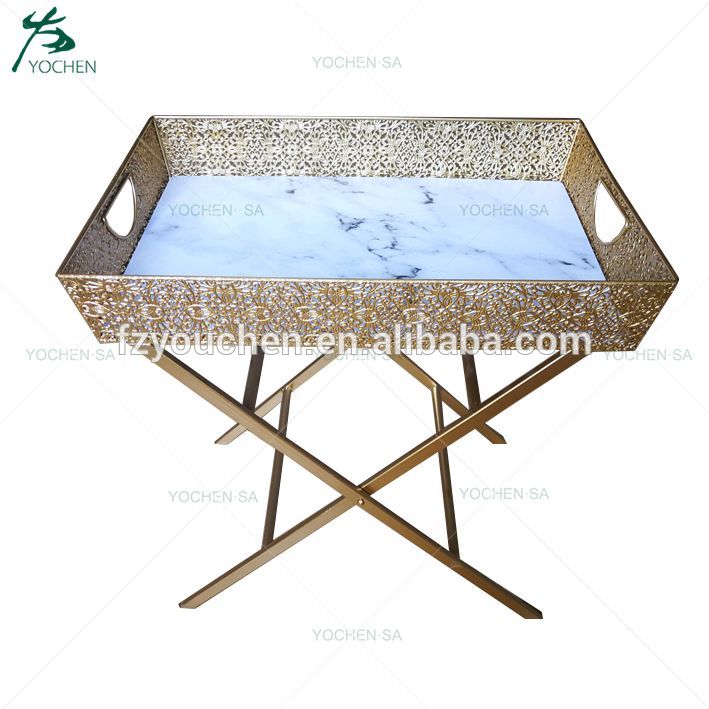 Coffee shop furniture metal gold coffee table end table side table