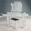 Solid wood white luxury mirrored dressing table with mirror