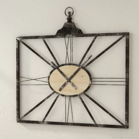 Industrial Square Black Metal Antique Wall Clock