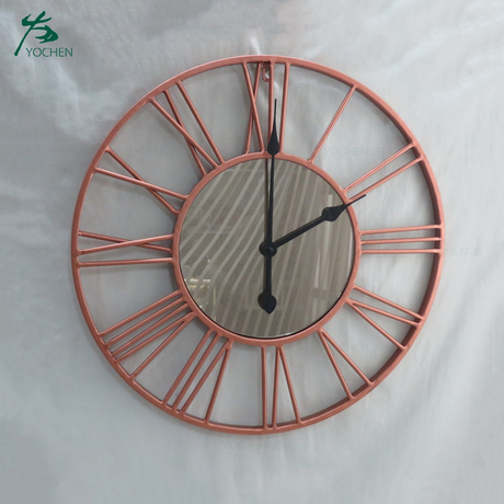 Country style metal digital clock home decorative wall clock