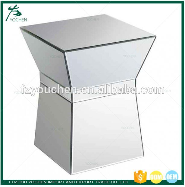 Clear Glass Mirrored Cube End Table