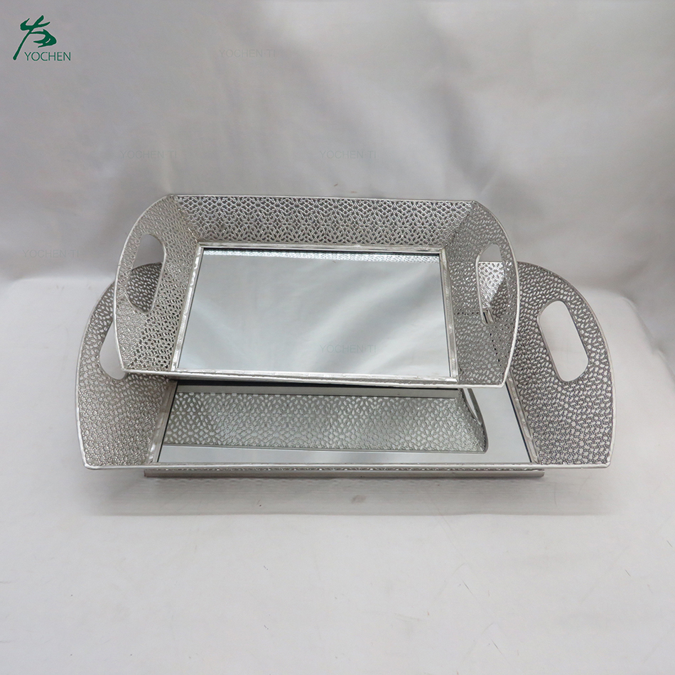 silver mirrored tray