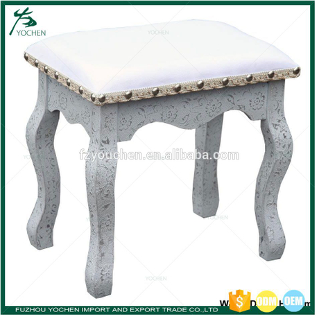 Silver Vintage Dressing Table Stool Piano Chair Padded Makeup Seat