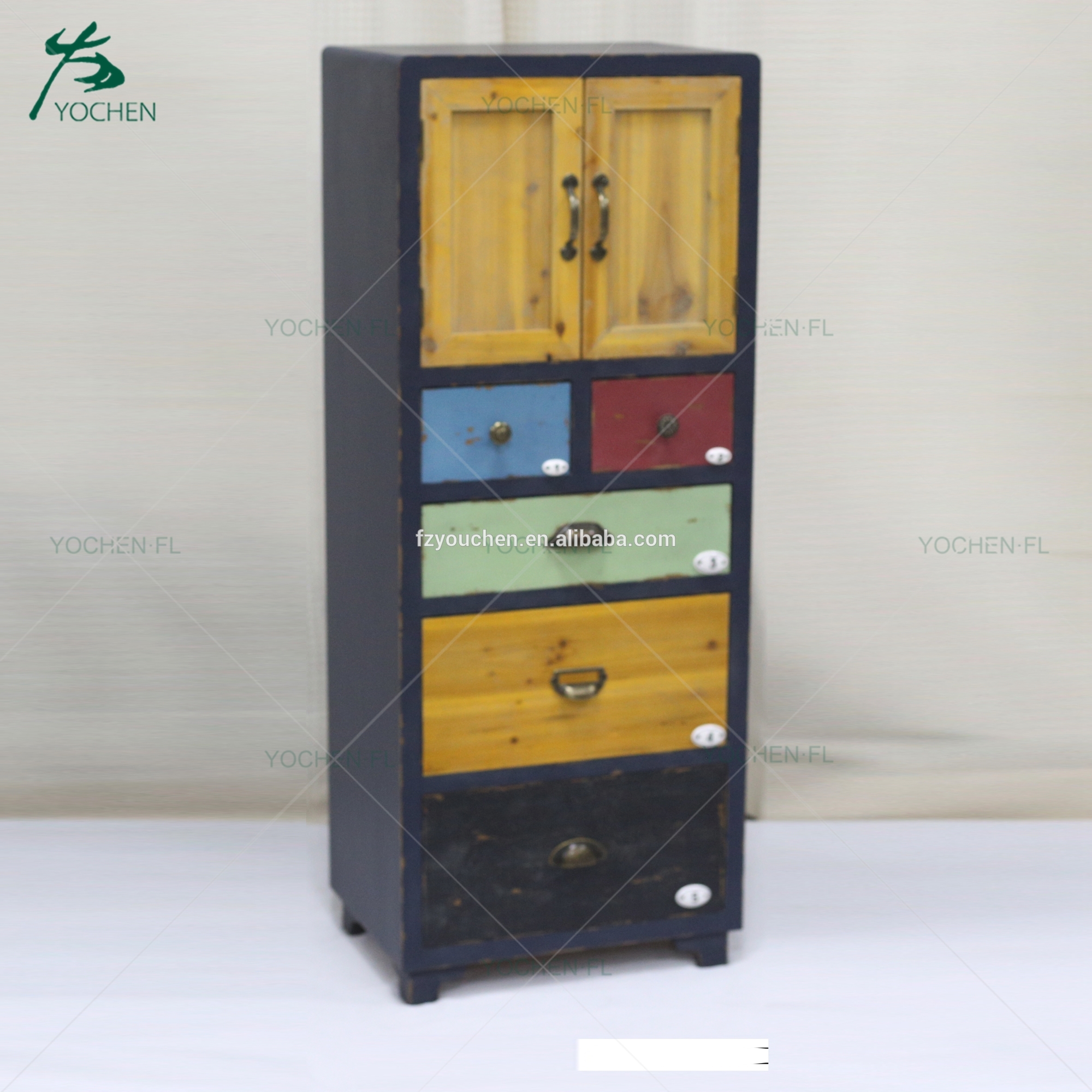 living room antique decorative narrow wood cabinet small drawer