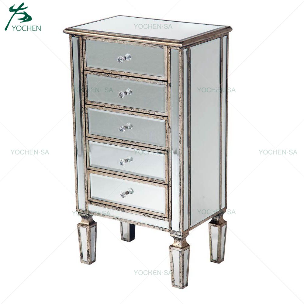 2 Door 4 Drawer Champaign Gold Mirrored Sideboard
