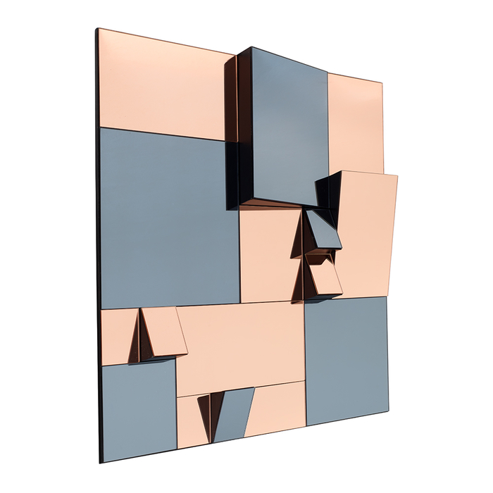Oblique copper and grey wall decorative mirror