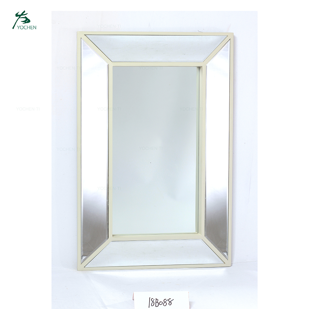 Wood Framed Wall Mirror in Rectangle Shape
