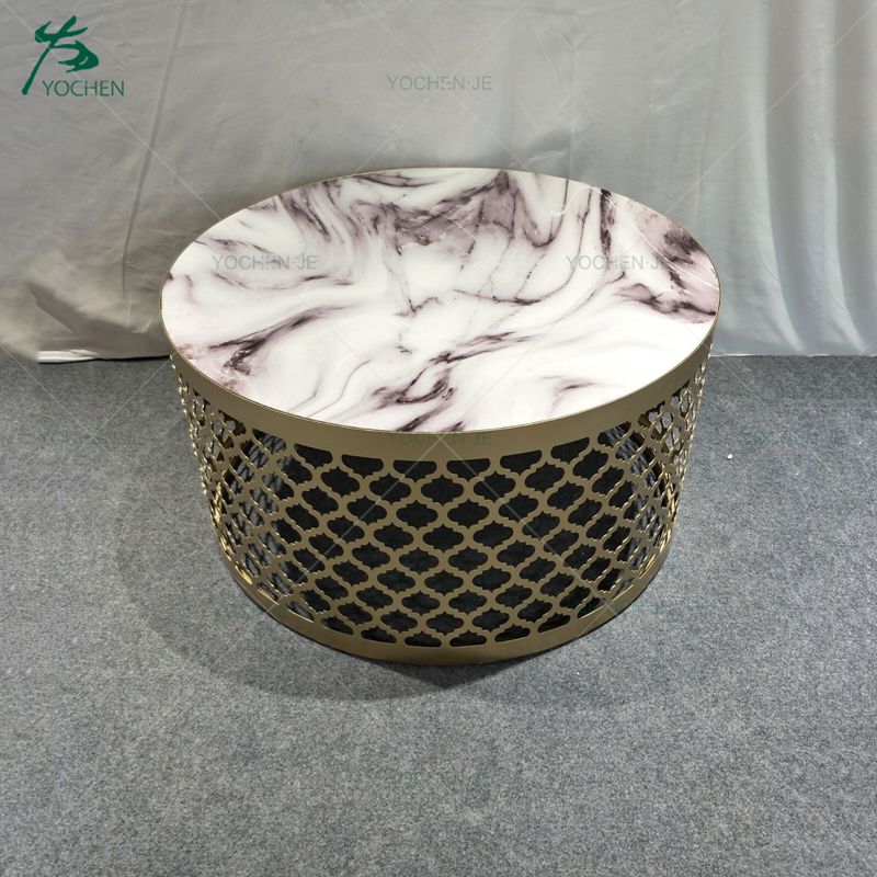Home square marble top metal coffee side table