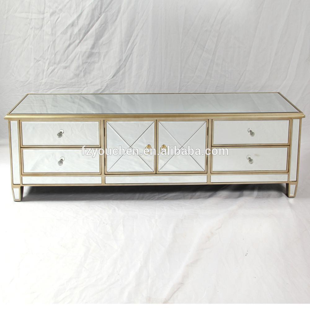 Antique Gold Silver Leaf Mirror Tv Hall Cabinet