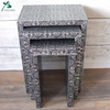 Black Silver Embossed Antique Effect Set Of 3 Nested Tables