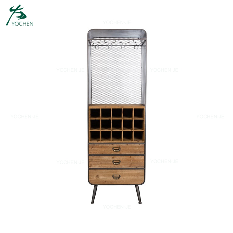 Home Decor Solid Wood Storage Wine Cabinet Living Room Furniture