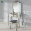 Solid wood white luxury mirrored dressing table with mirror