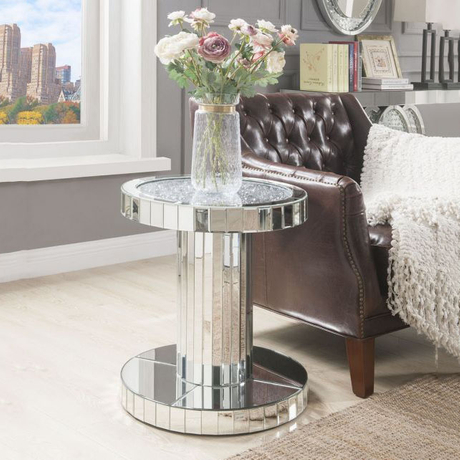 Sparkly modern living room furniture crushed diamond furniture mirrored side table glass top