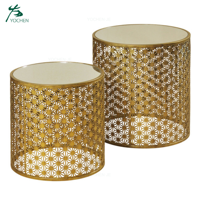 Modern furniture round glass metal coffee side table