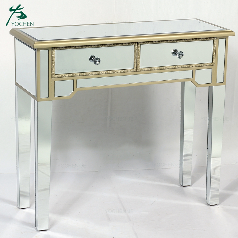 European style antique wood mirrored console table