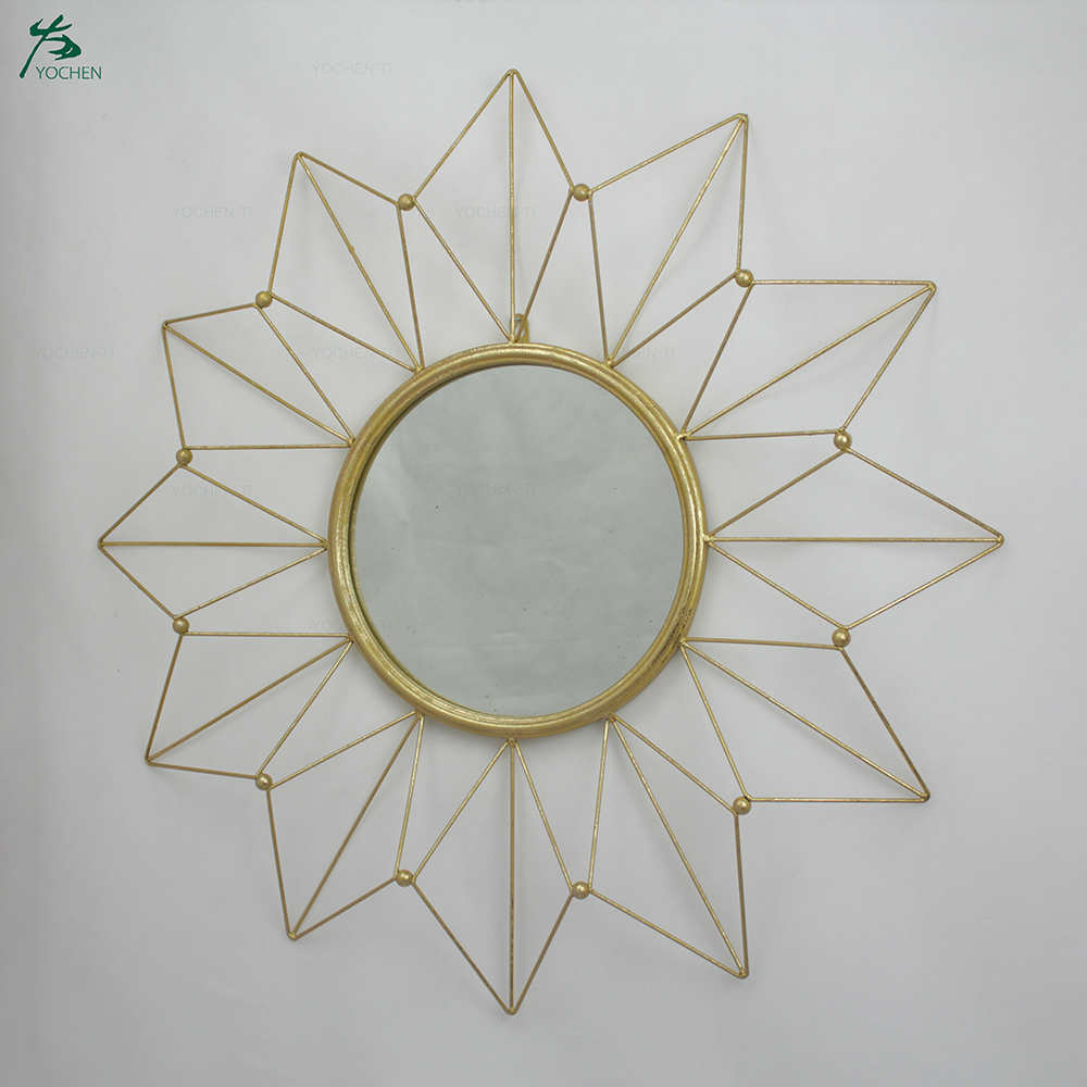 Rectangular Gold Metal Mirror Home Decoration