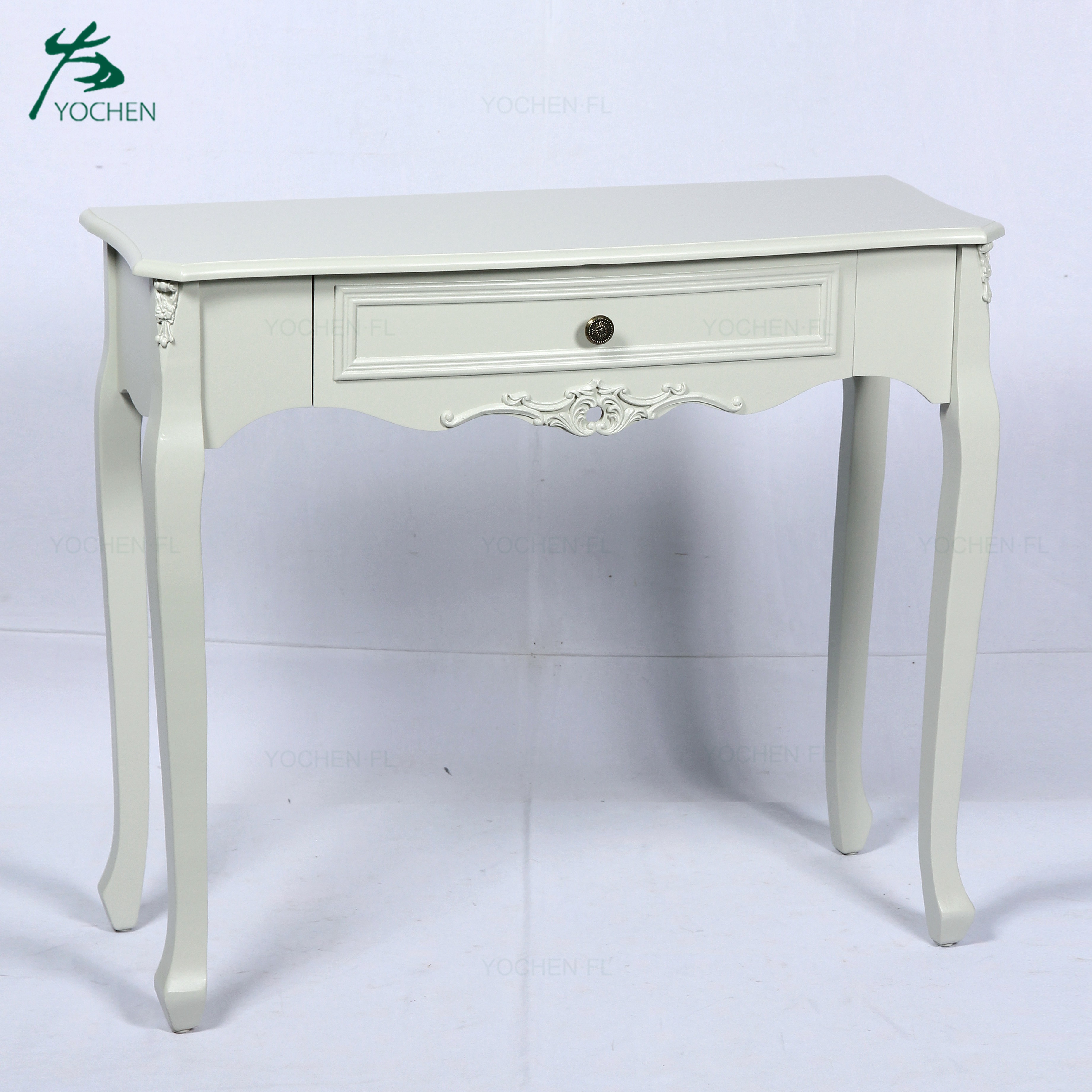 decorative living room wood curved white console table