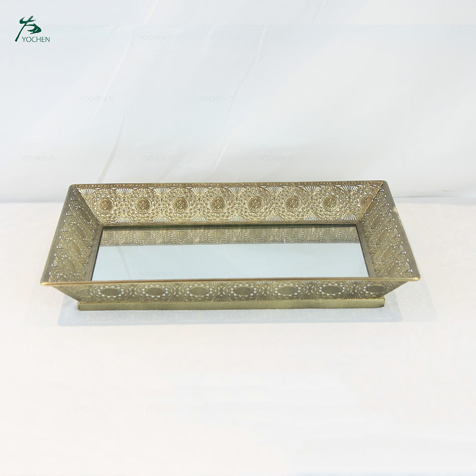 Rectangle mirrored tray accent mirrored tray in rose gold