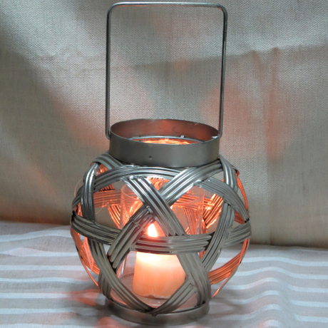Galvanized Shiny Silver Metal Candle Holder