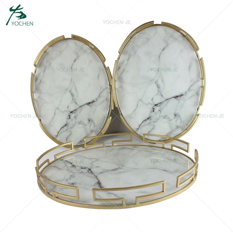 Mirrored Ornate Decorative Vanity Metal Tray