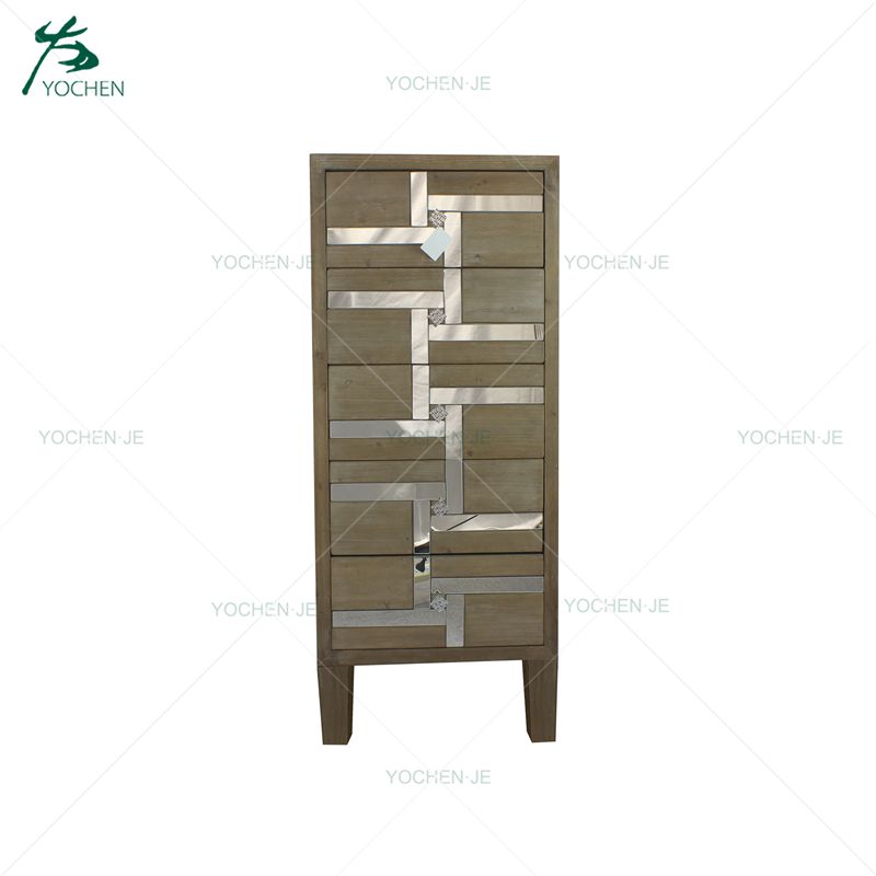 MDF Narrow Tall Wood Side Cabinet Chest of Drawers Wood