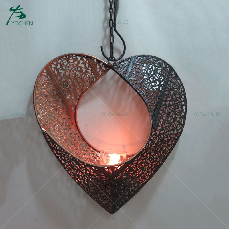 Handmade Heart Shape Candle Holder Metal Decorative