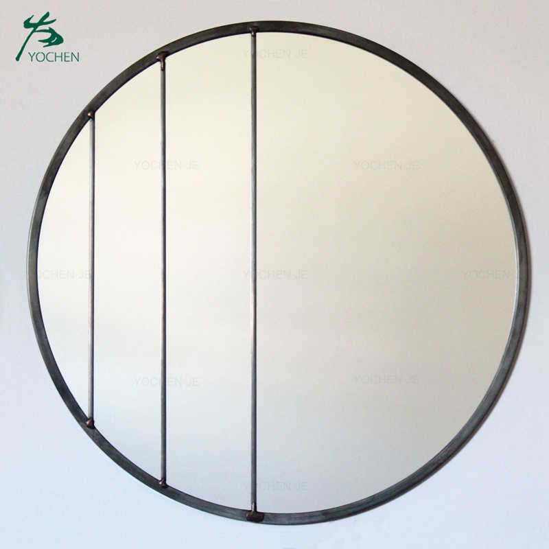 Modern Handmade Circle Mirror Black Metal Frame Wall Mirror