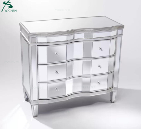 Yochen new arrival modern mirrored chest of drawers mirrored furniture for home furniture