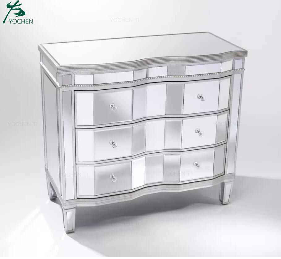 Yochen new arrival modern mirrored chest of drawers mirrored furniture for home furniture