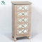 White Washed Lattice Wood Mirror Glass Tall Chest of Drawers Tallboy