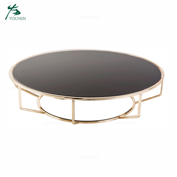 glass top stainless steel round glass tea table