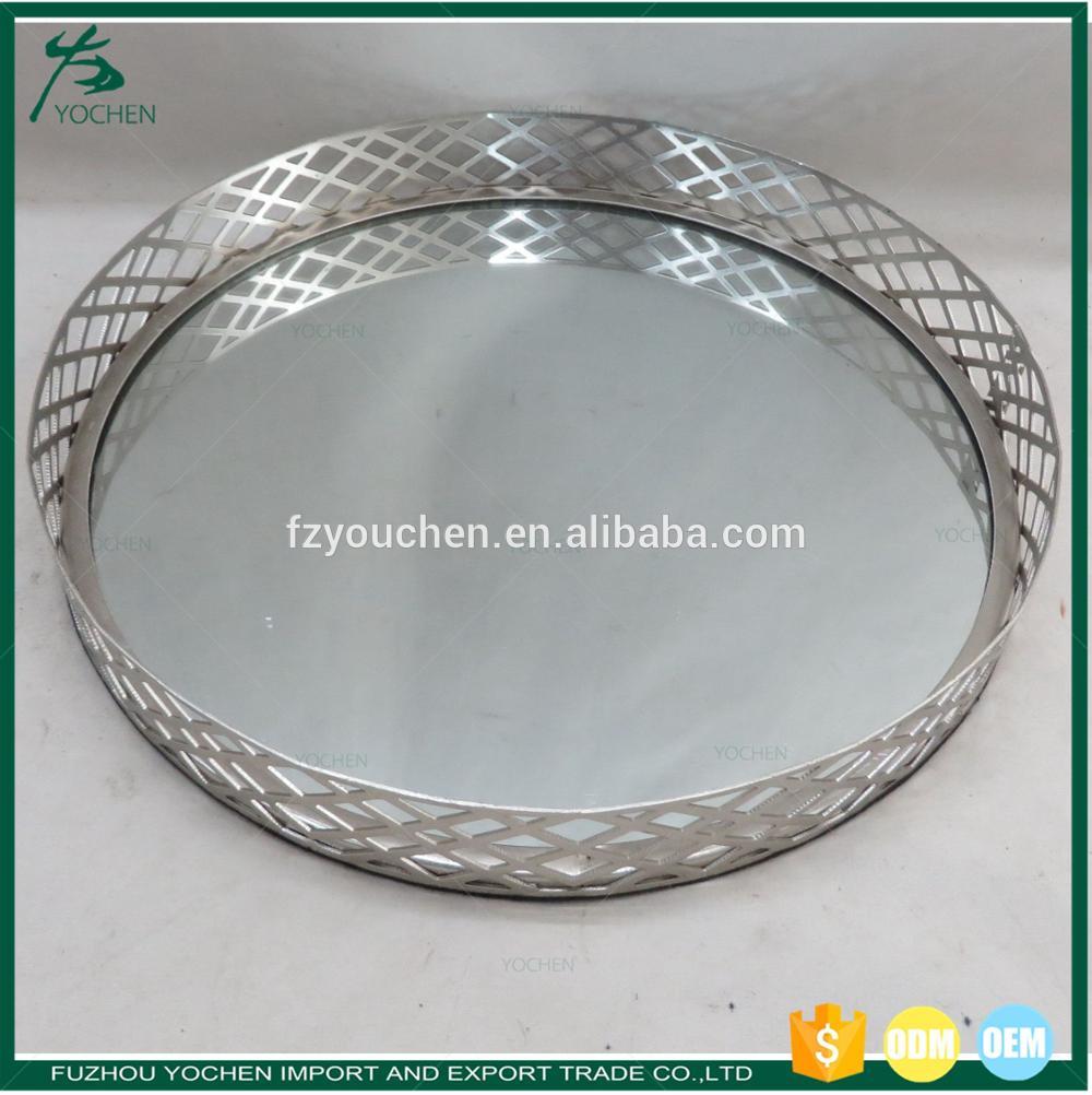 Mirrored Round Tray Silver