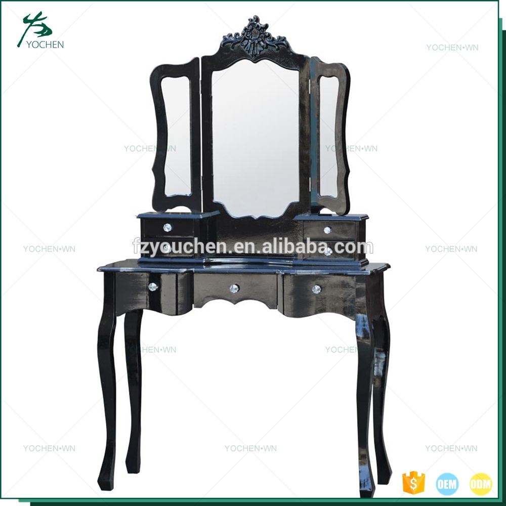 Royal Luxury With Foldable Mirror Aluminum Hotel Dresser