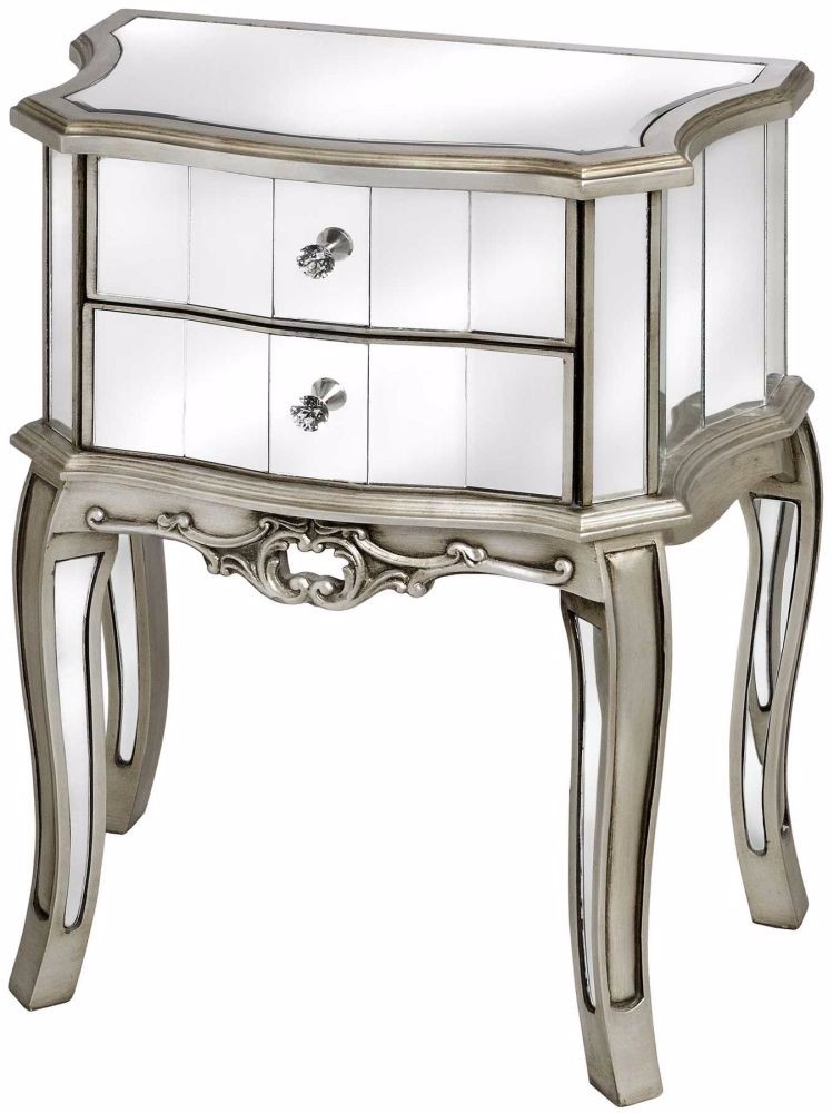 Silver Painted Venetian Mirrored Antique Sideboard