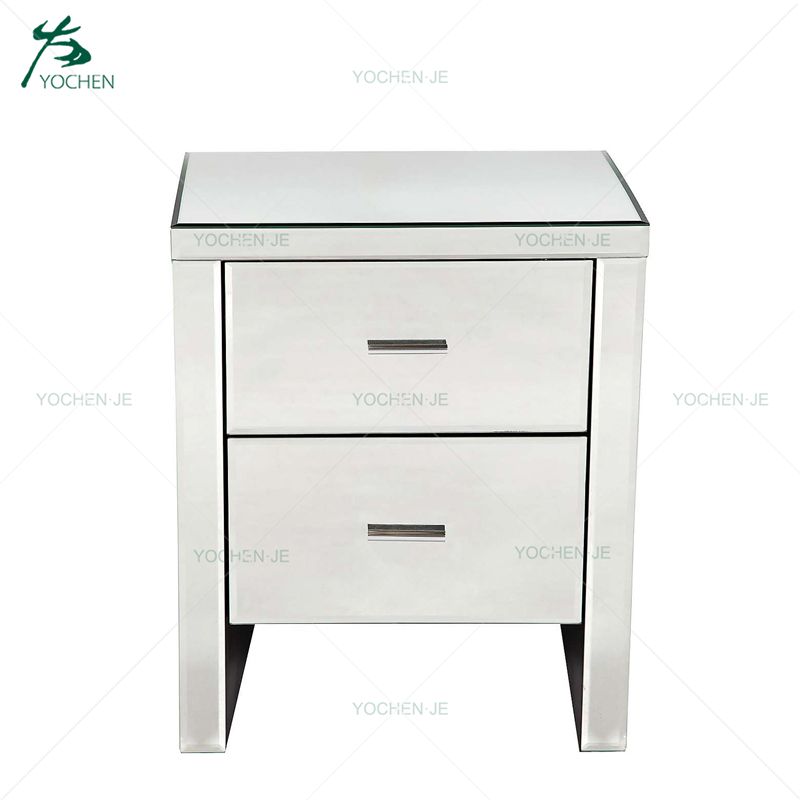 small modern mirrored nightstand bedside table
