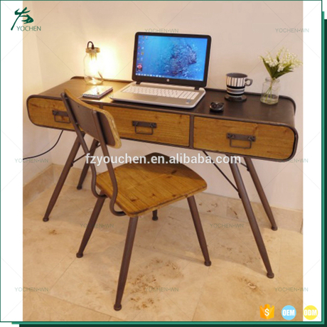 industrial furniture solid wood with metal legs children table and chairs