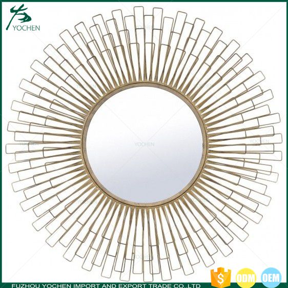Handmade metal frame decoration sun shape wall mirror