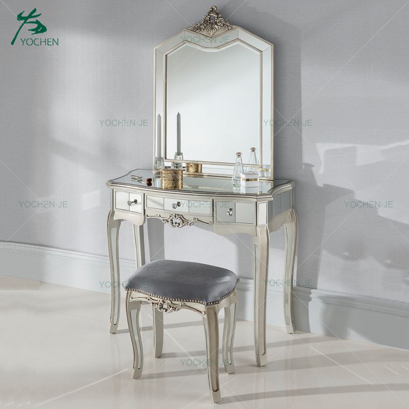 Argente Mirrored Antique French Style Dressing Table Set