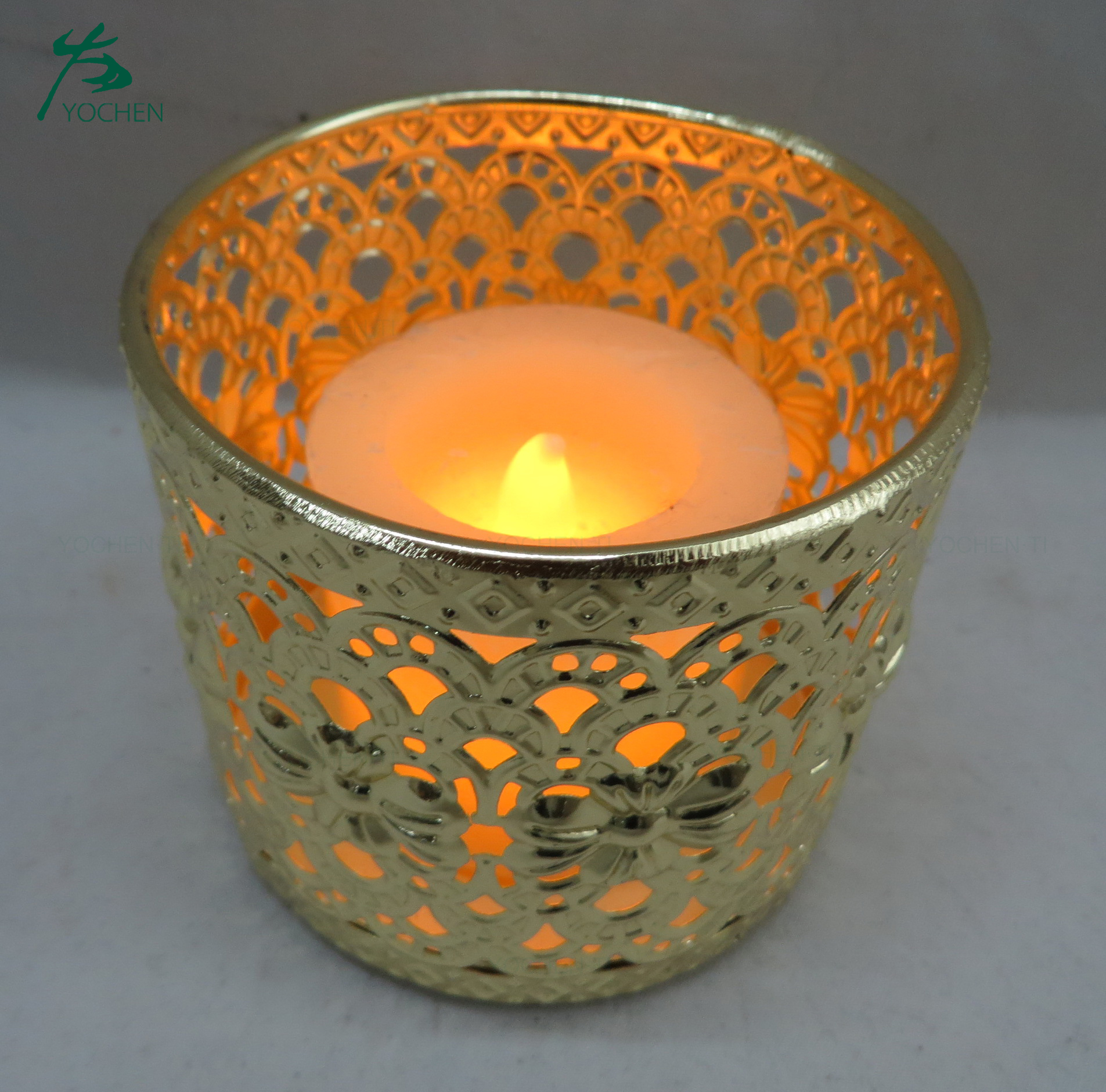 Fancy wall round metal candle holder for home decoration