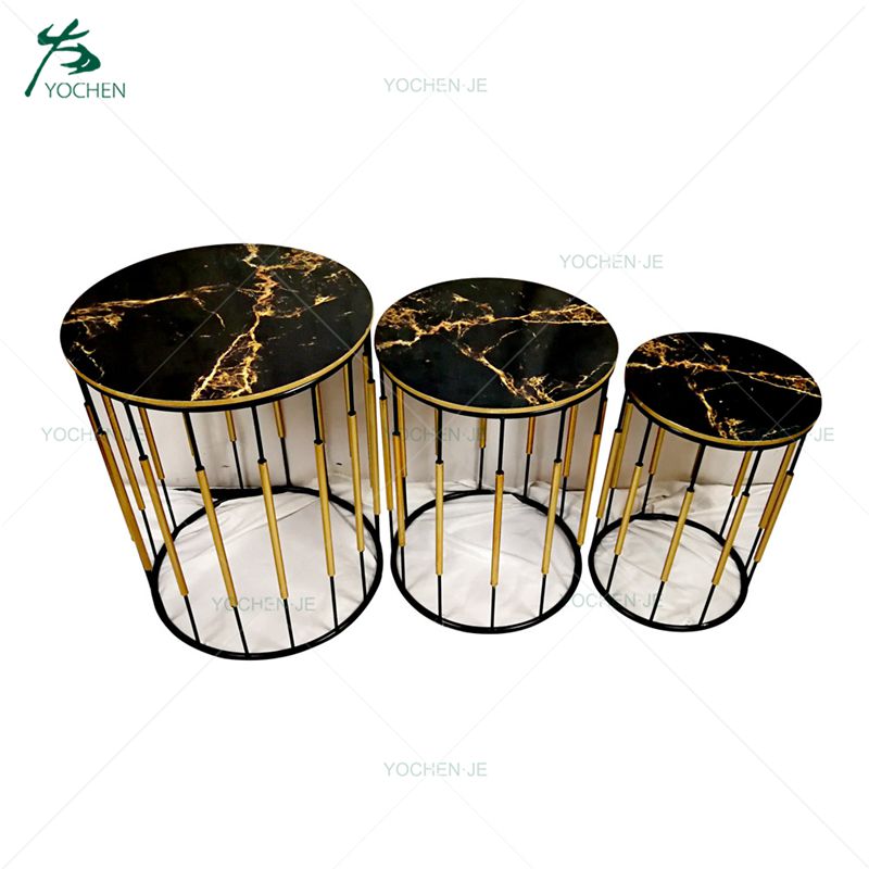 Fashion design round MDF marble metal coffee table