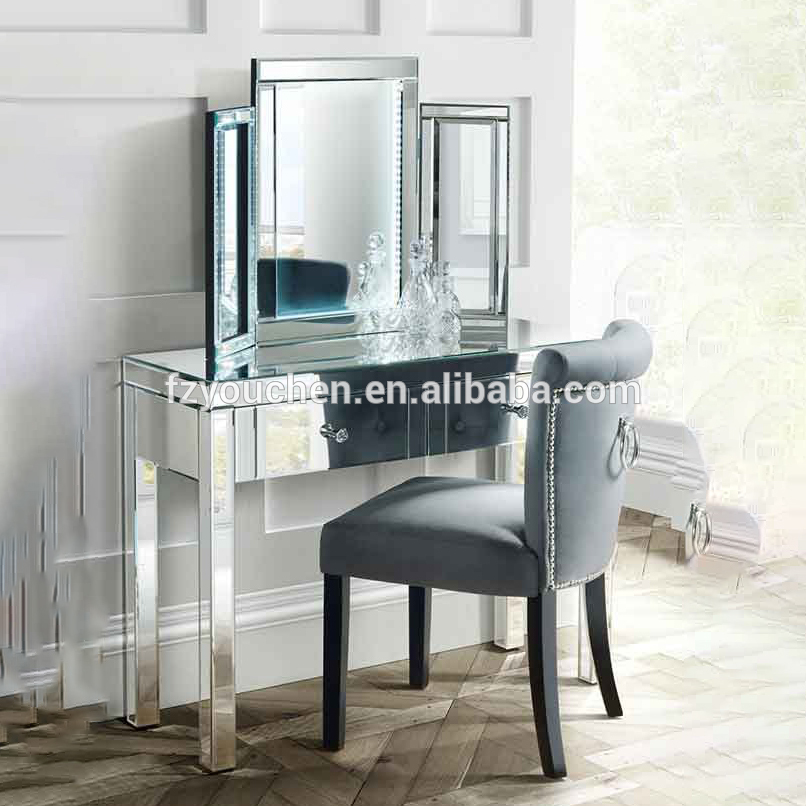 Modern Hallway Luxury Wood Mirrored Console Table