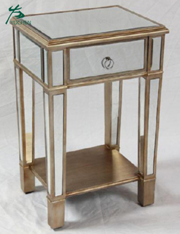 Gold Coast Collection 3-Drawer Mirrored End Table Weathered Gray