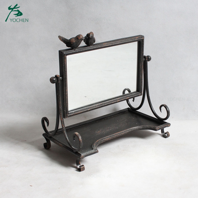 Small make up mirror antique standing metal mirror