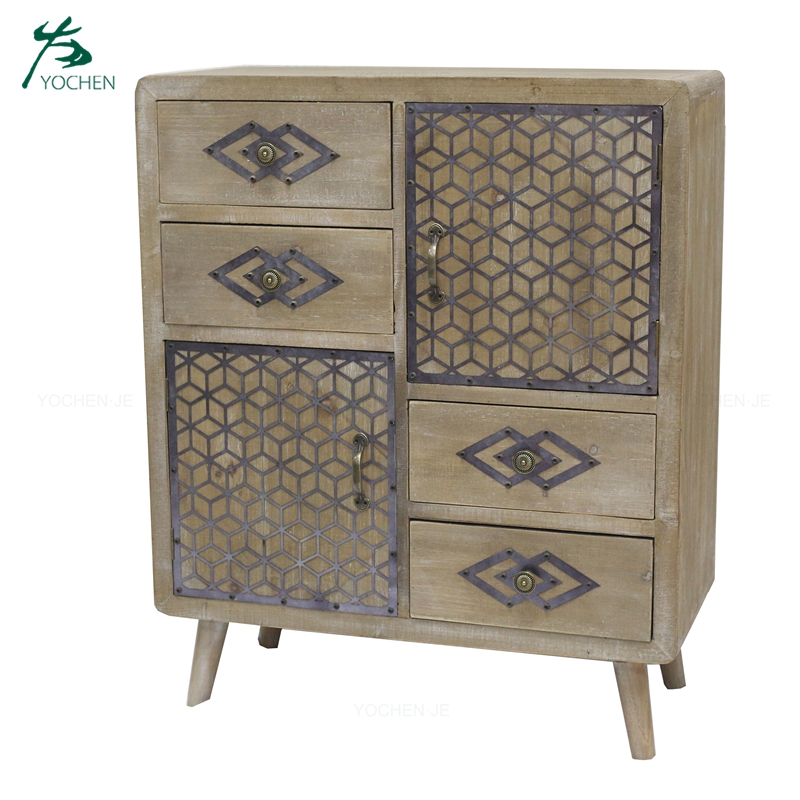 Wood Cabinet Indoor Storage Distressed Chest Of Drawers