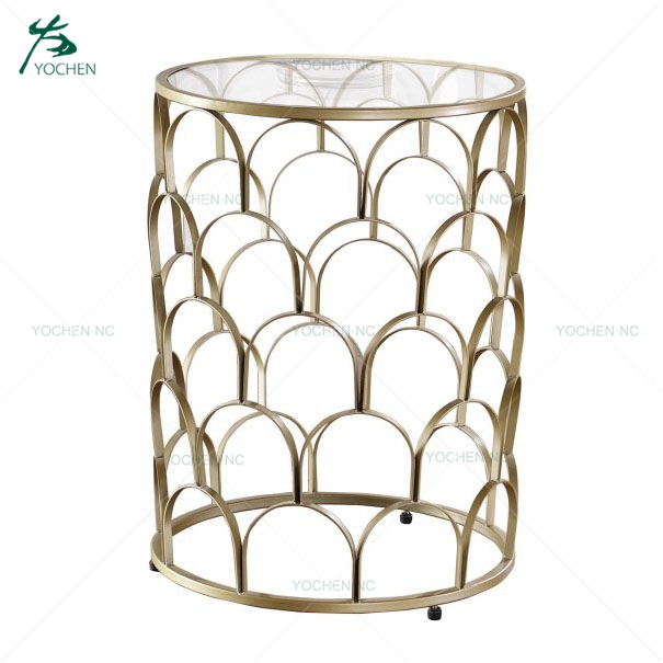 gold decorative nesting round set of 2 metal end table