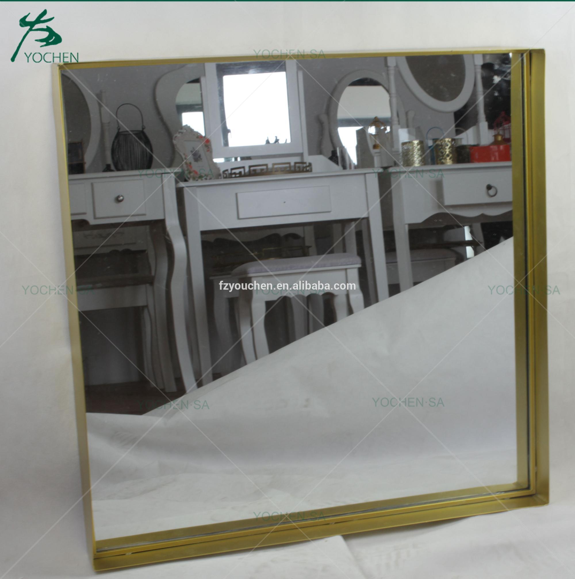 Rectamgular Brushed Gold Wall Framed Mirror