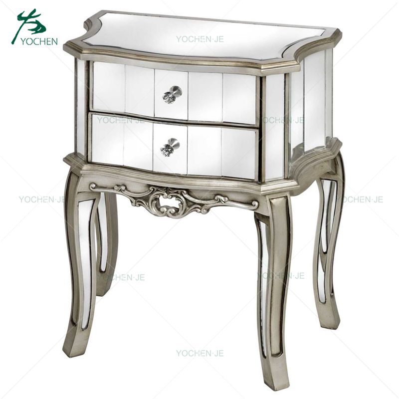 Classical Luxury 2 Drawer Mirrored Nightstand Bedsides