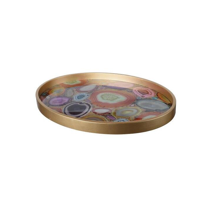 Marble gold plated decorative tray